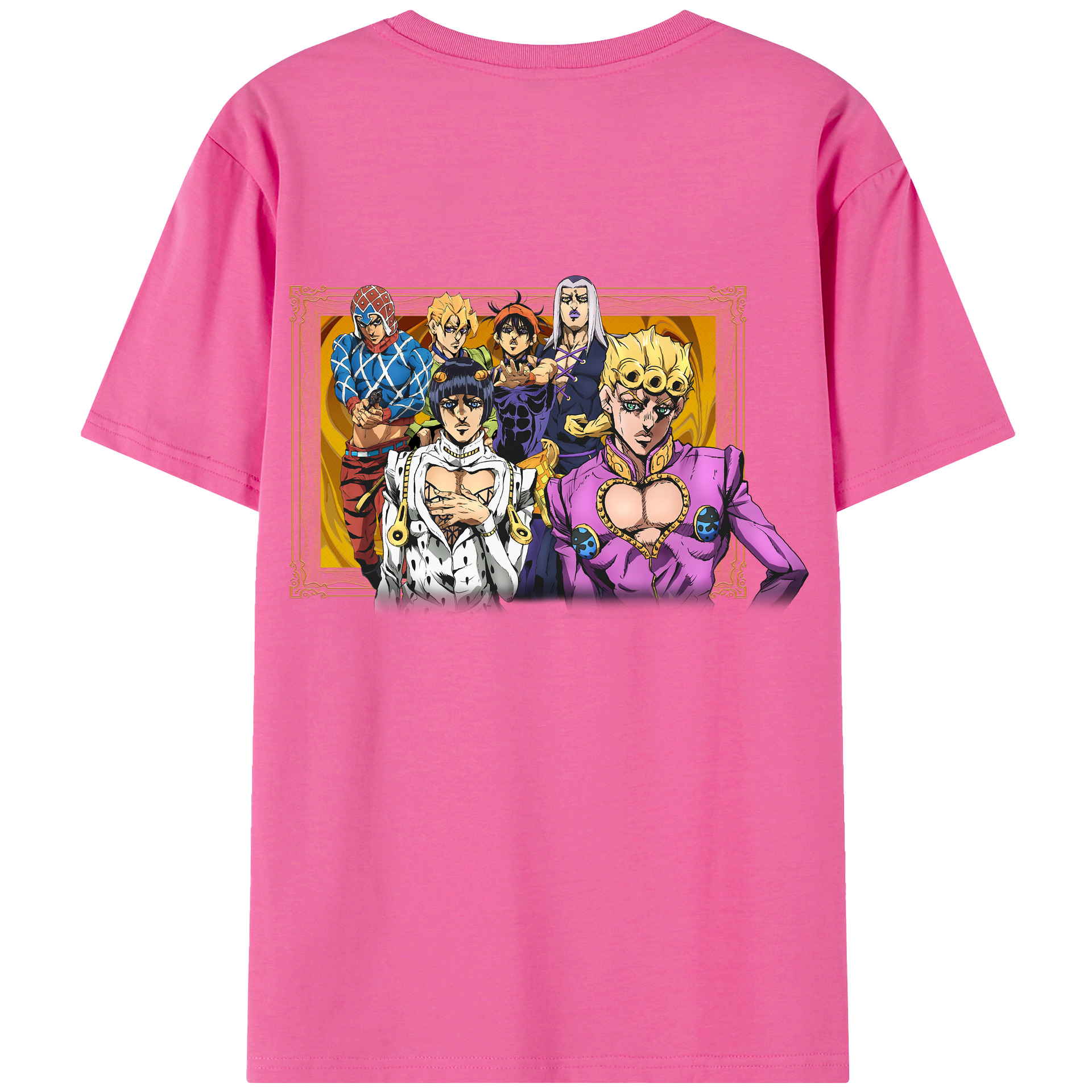 （画像用） ジョジョの奇妙な冒険 ジョルノ?ジョバァーナ JoJo's Bizarre Adventure Giorno Giovanna レディース半袖Tシャツ(バックプリント)